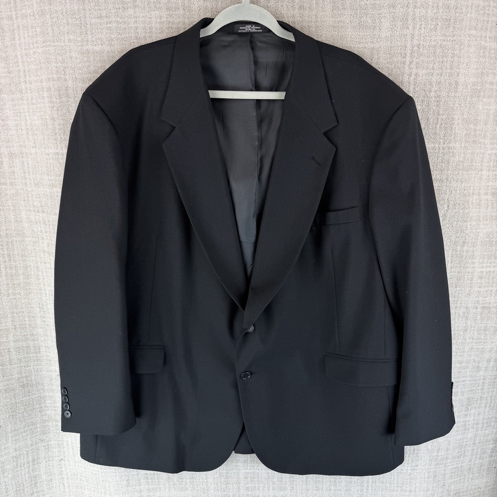 Towncraft Suit Jacket Mens 52 Black 2 Piece Wool Single-Breasted Notch